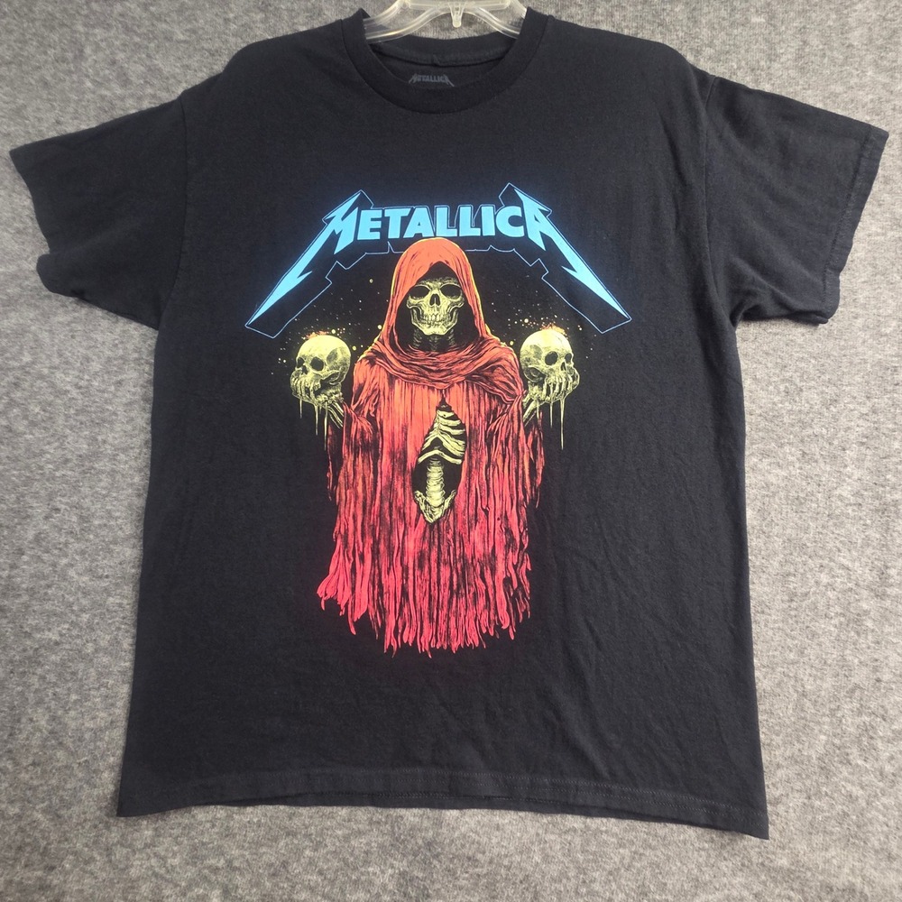 Metallica T-Shirt Mens L Black M72 Tour 2025 Reaper Skull Graphic Thrash Metal